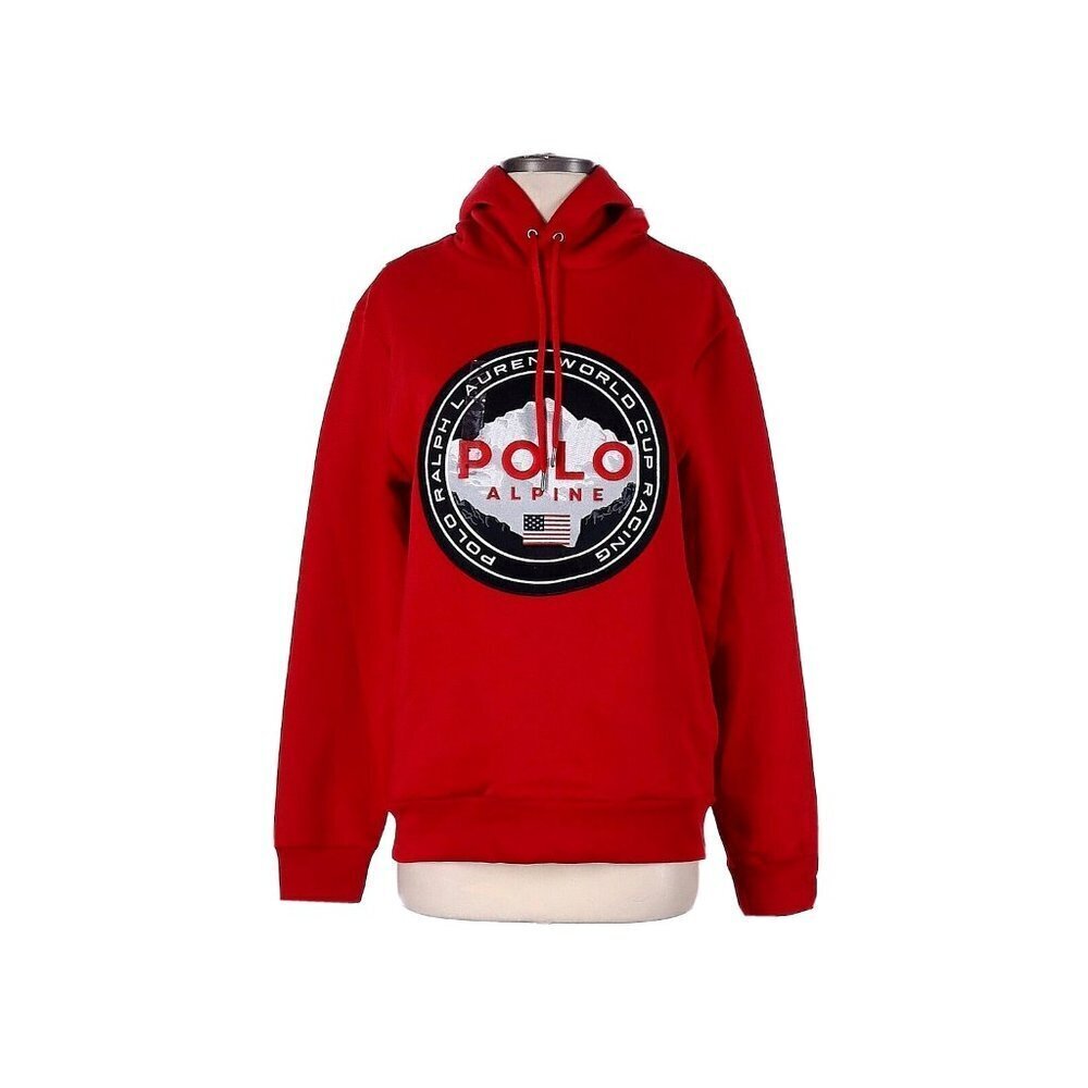 NWT Polo Ralph Lauren Double Knit Tech Hoodie in Red World Cup Alpine Racing S - Picture 7 of 8